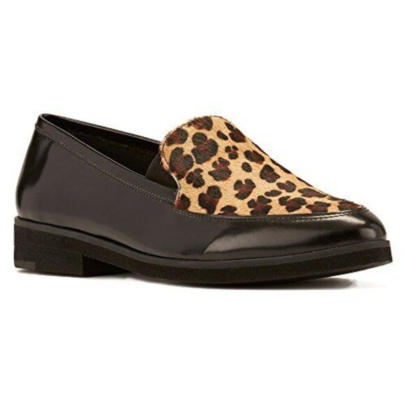 New Walkingcradles Buckley Black Box Calf/Leopard Haircalf Loafer 8M - Picture 1 of 14